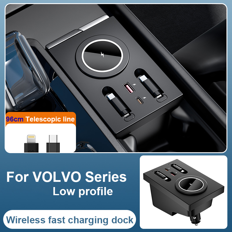 Usb C Docking Hub - Magnetische Adsorptie Draadloze Oplaadhouder voor Volvo