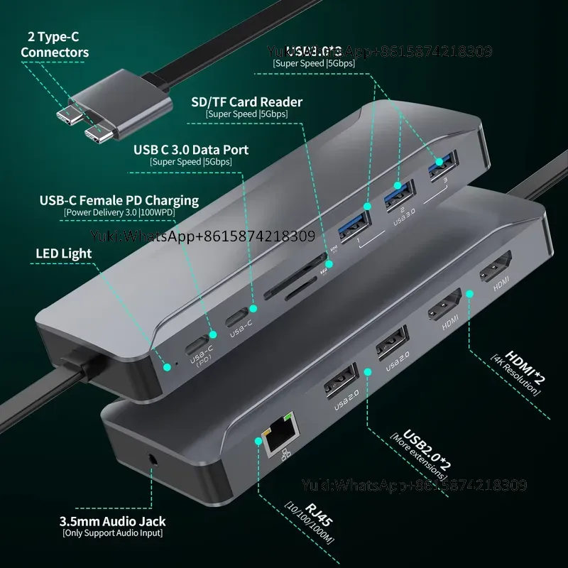 Usb C Docking Hub - Hot verkopende Dual Display Screen Type