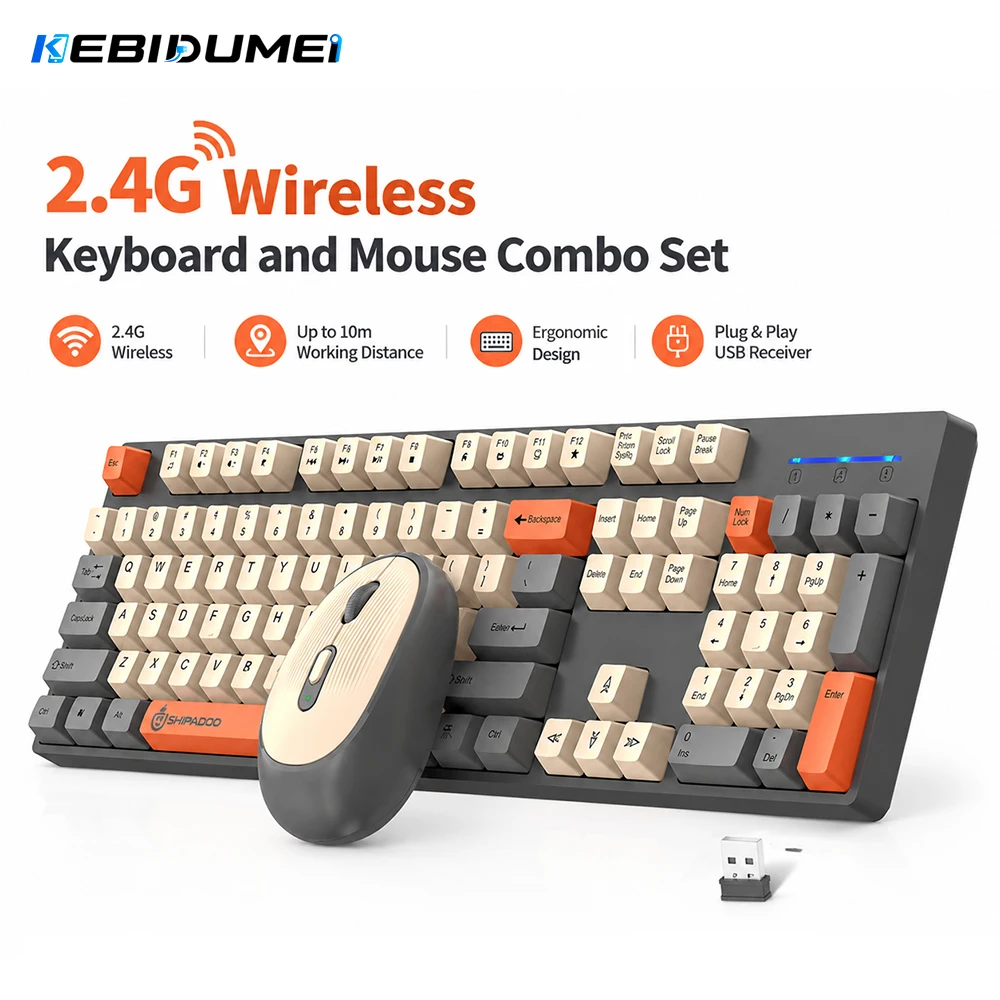 Laptop Accessories Combo - KEBIDUMEI 2.4G draadloos toetsenbord en muis