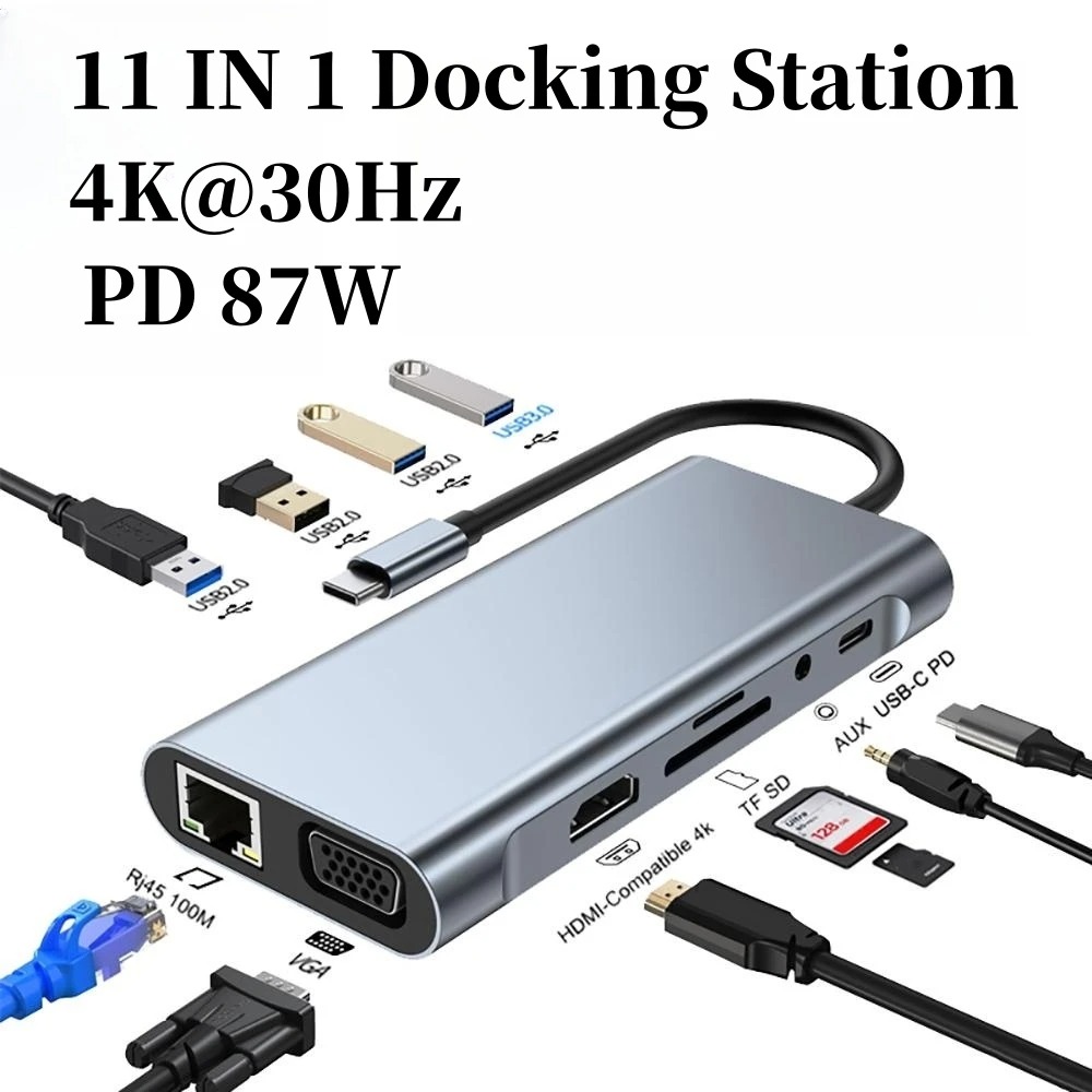Usb C Docking Hub - 4/7/8/11in1 Docking Hub 4K USB uitgebreide