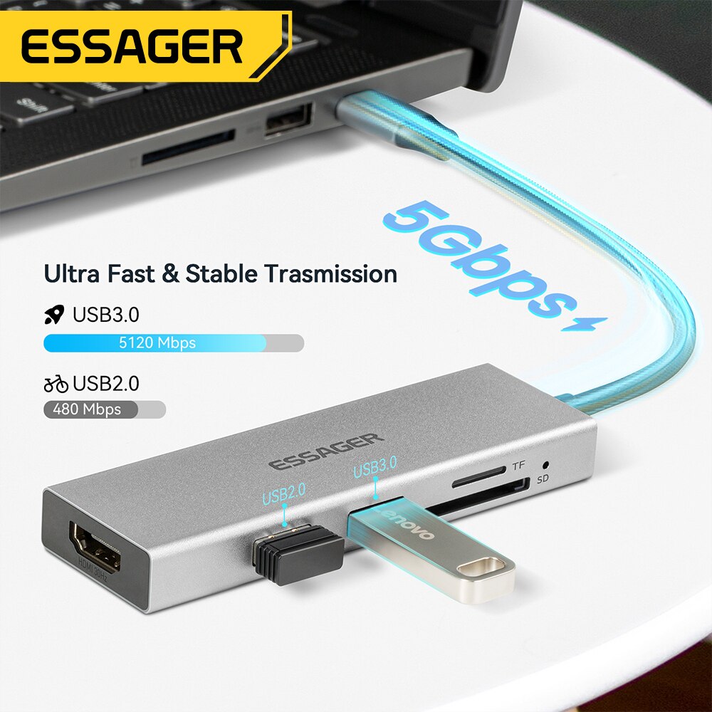Essager 5-in-1 USB C HUB HDMI- - Usb C Docking Hub recensie en prijs