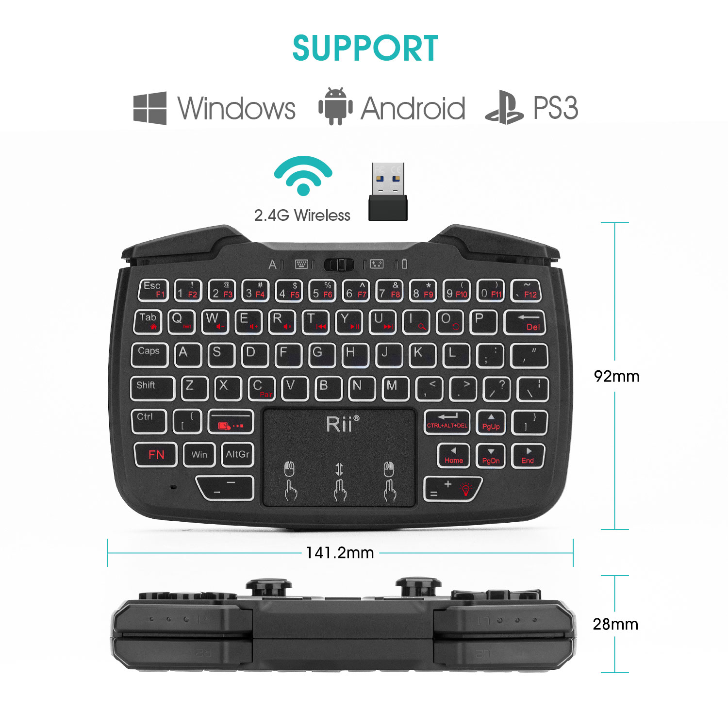 Rii RK707 2.4GHz Draadloze Dra - Laptop Accessories Combo recensie en prijs