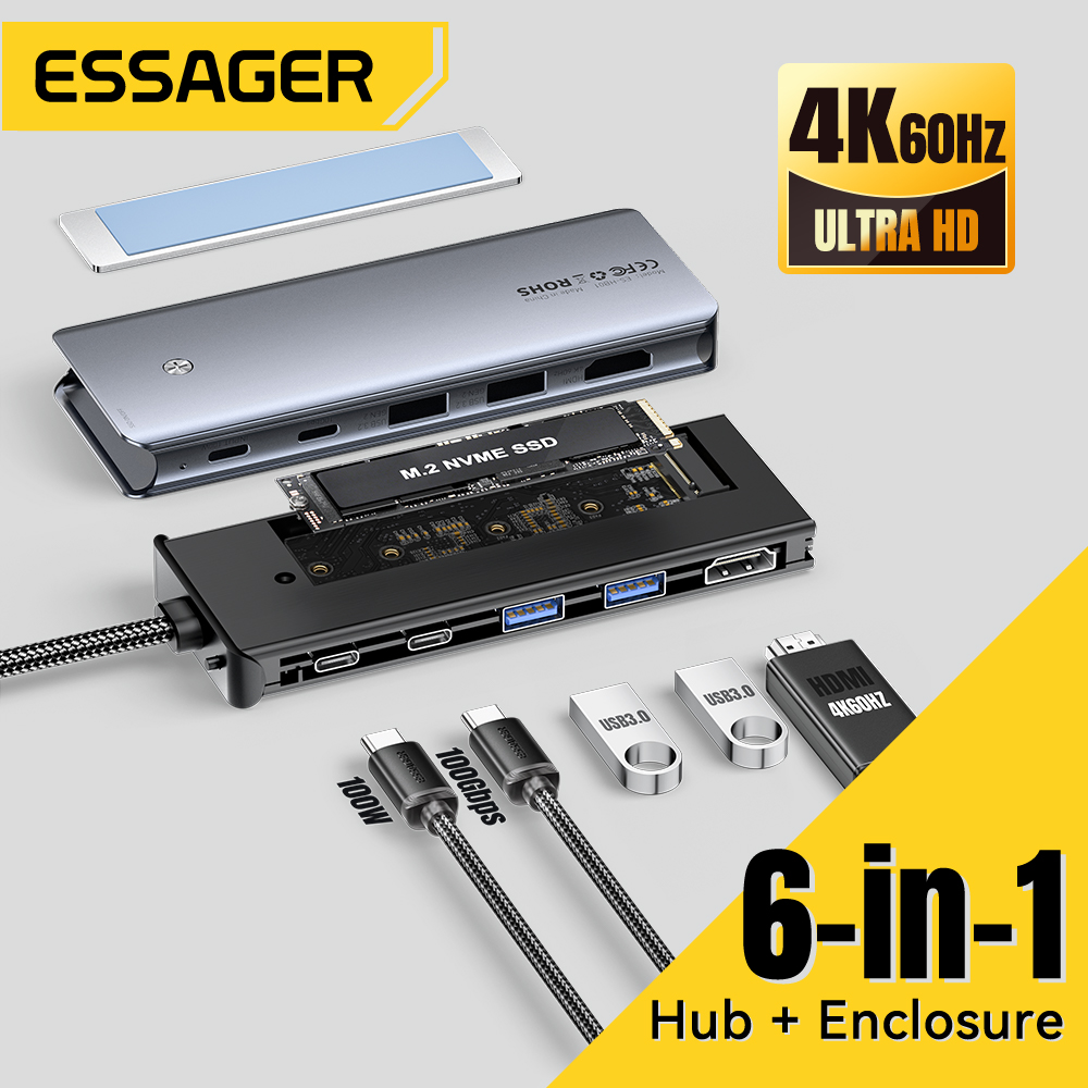 Essager USB C Hub Met M.2 SSD  - Usb C Docking Hub recensie en prijs